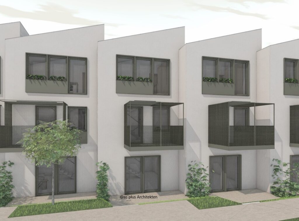 Giardino Living, Passau – Visualisierung Reihenhaus Ostfassade Garten