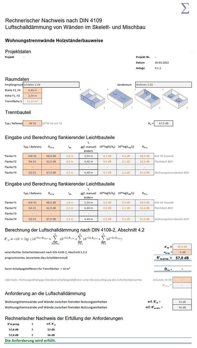 Außenlärmberechnung Detail